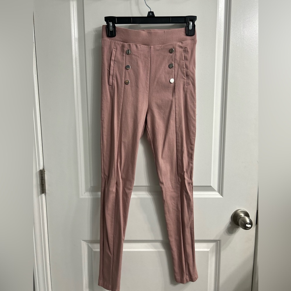 Stylish Pink Button-Detail Pants